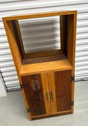 Rustic Custom Pine Cabinet With Open Shelf Over Cupboard Doors