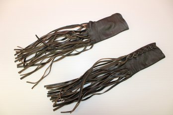 Pair Of Vintage Leather Bike Handle Wraps With Tassel's