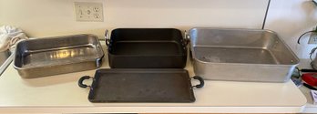 Lot Of Roasting Baking Pans And Griddle