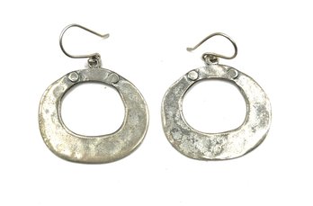 Vintage Designer Silpada Sterling Silver Hammered Dangle Earrings