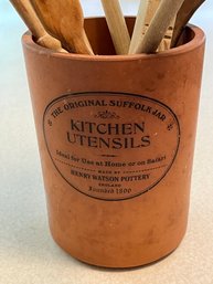 English HENRY WATSON POTTERY Kitchen Utensils Jar With Wooden Utensils