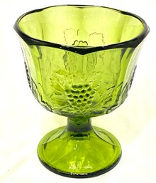 Vintage Green Glass Pedestal Compote