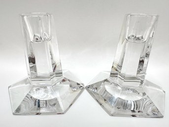 Tiffany & Co. Frank Lloyd Wright Crystal Candle Holders 1986