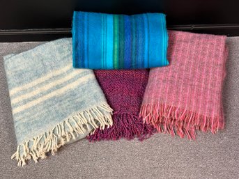 An Assortment Of Throw Blankets, Including Handwoven Wool From Ireland