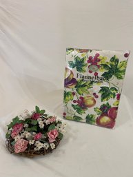 Nantucket Home Vinyl Tablecloth And Floral Centerpiece