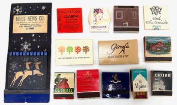 13 Vintage Matchbooks, Some From Iconic Hotels & Restaurants