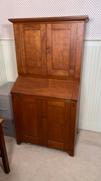 Antique Drop Front Secretary Desk 33wx61hx20d Circa 1830s Butternut With Key Great Cubbies