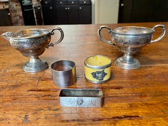 Sterling Silver Items Including Weighted Sugar & Creamer
