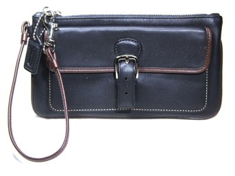 Genuine Coach Black Leather Small Size Clutch Purse