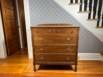 Antique 1920s Mahogany Sheraton Style Five Drawer Dresser, 2 Of 2