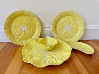 Yellow Secla Portuguese Pottery Chip & Dip, Plates, Side Plate