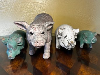 Passel Of Painted Pigs, 4 Pieces