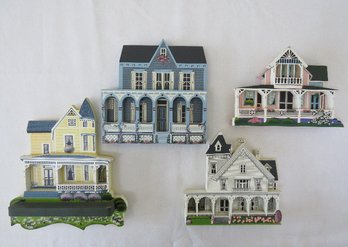 Vintage Lot Of 4 Sheilas Collectible Wooden Houses