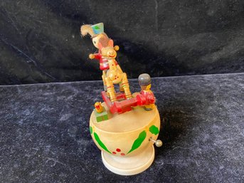 Working Condition Merry Go Round Music Box Wood Nutcracker Christmas