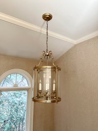 A Classical Large Brass And Glass Lantern Chandelier - Stair 2