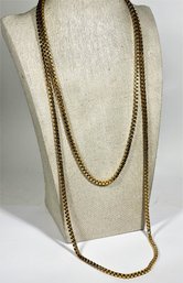 Signed MONET Elongated Gold Tone Box Chain Necklace 52' Long