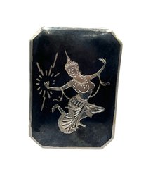 Siam Niello Sterling Silver Brooch Pin