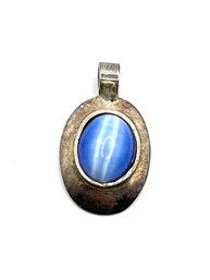 Vintage Mexican Sterling Silver Blue Tiger's Eye Pendant