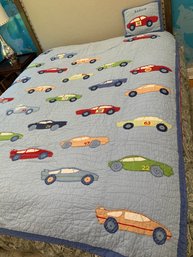 Race Car Quilt With 'Andrew' Pillow