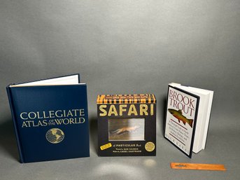 Books: Safari, Brook Trout, Collegiate Atlas