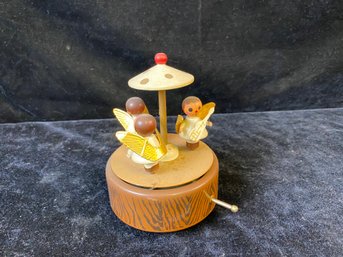 Vintage Three Angels Wooden Music Box