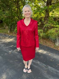 Vintage St. John Couture Red Skirt Suit