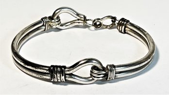 Large And Heavy Sterling Silver Linked Bangle Bracelet 72 Grams