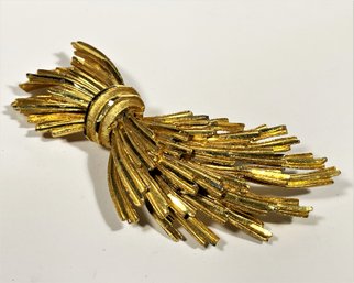 BSK Gold Tone Vintage Large Brooch