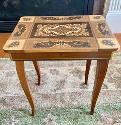 Vintage Italian Inlaid Marquetry Florentine Music Box Side Table