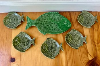 Portuguese Fish Plates, Large And 5 Small