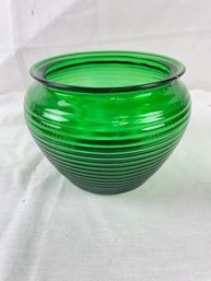 Green Glass Tobacco Humidor National Potteries Ribbed Jar