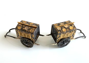 Pair Of Japanese Sterling Silver Rickshaw Shakers