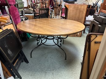 Beautiful Solid Wood Dining Table With Heavy Iron Legs