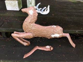 Antique But VERY Damaged Deer Weathervane - Looks To Be Hollow Zinc Or Some Other Metal - NEEDS TONS OF WORK !