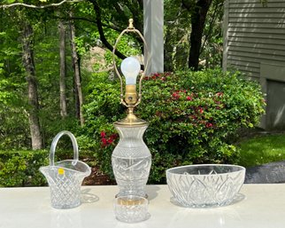 Waterford Crystal Lamp, Bowls And Galway Crystal Basket