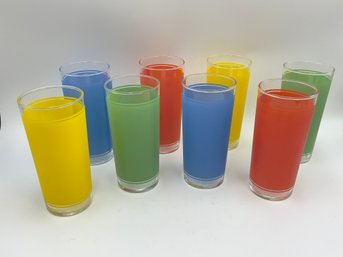 Set Of 8 Vintage Federal Primary Colors Glasses