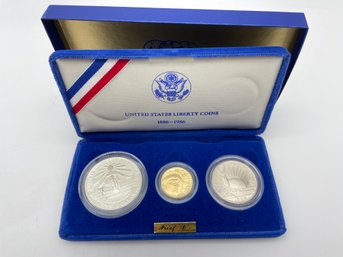 United States Liberty Coins 1886-1986, Proof Set, Gold And Silver Coins W COA . (#1)