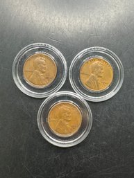 3 Wheat Pennies 1942, 1942-D, 1942-S