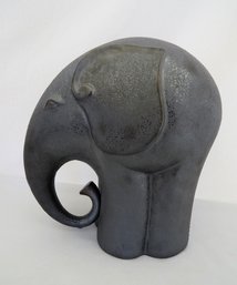 Pewter Colored Clay Elephant Figurine