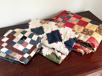 A Trio Of Vintage Quilts - Some Wear Evident