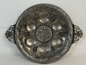 Handcrafted Pewter Handled Seder Plate 12'D  Handcrafted In Italy New With Tag Fusetti Diego