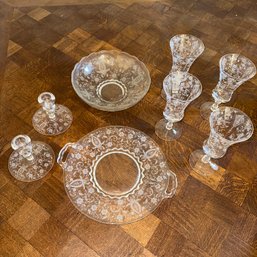 Beautiful Antique Elegant Etched Glass Lot