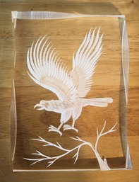 Vintage Acrylic Etched And Frosted Eagle