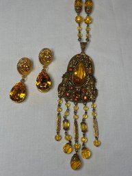 Costume Jewelry Chandelier Pendant Necklace And Zander Elliott Earrings