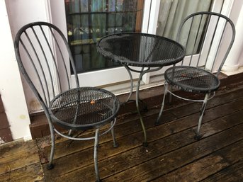 Wonderful Vintage Iron And Iron Mesh Bistro / Patio Set - Fantastic Size - Great Condition - GREAT SET !