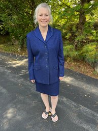 St. John Evening 3 Piece Blue Skirt Suit