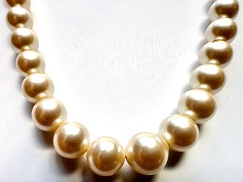 Pearl Necklace With Clasp Marked G. Silver, Japan