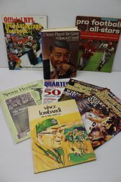 Mixed Lot Of Vintage Football Books And Magazines From Maco Sportsman, Sports Illustrated, Vince Lombardi, Etc
