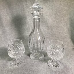 Fantastic Vintage WATERFORD Cut Crystal Decanter Along With Two (2) Cut Crystal Goblet / Snifters - NICE !