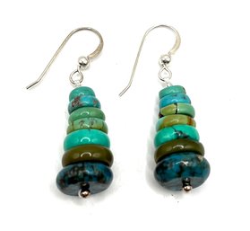 Sterling Silver Multi Turquoise Color Dangle Earrings